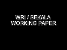 WRI / SEKALA WORKING PAPER
