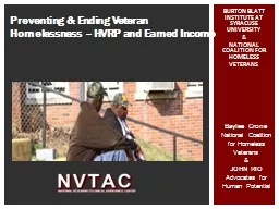 Preventing & Ending Veteran Homelessness – HVRP and E