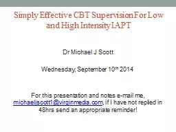 Simply Effective CBT Supervision For Low and High