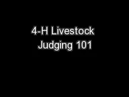4-H Livestock Judging 101