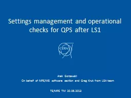 Settings management and operational checks for QPS after LS
