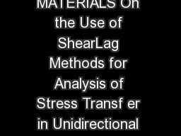 Mechanics of Materials    MECHANICS OF MATERIALS On the Use of ShearLag Methods for Analysis