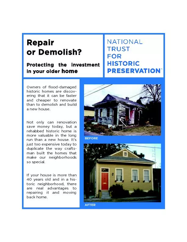 Repair  or Demolish? Protecting the investment in your older