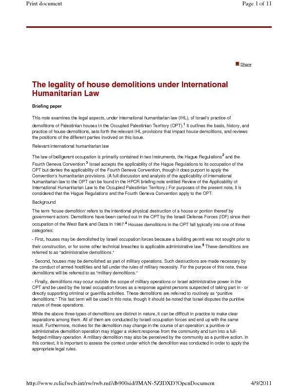 BriefingpaperThis note examines the legal aspects, under international