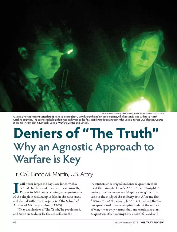 Deniers of “e Truth”Why an Agnostic Approach to Warfare is