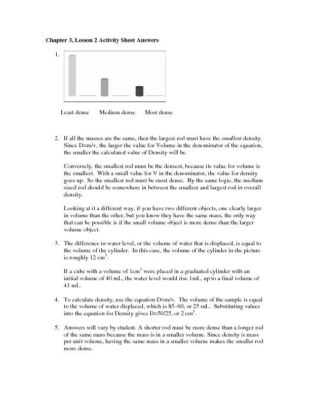 Chapter 3, Lesson 2 Activity Sheet Answers