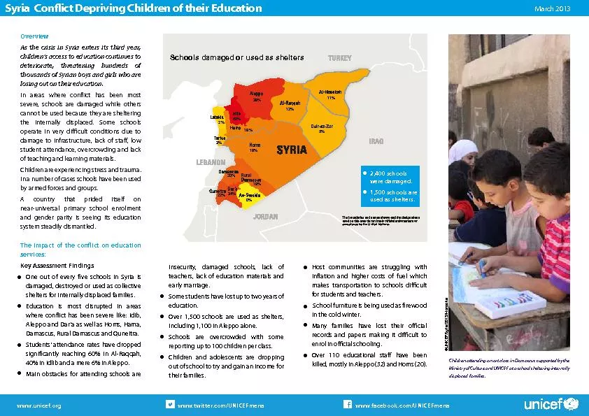 OverviewAs the crisis in Syria enters its third year, children’s