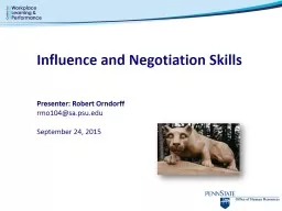 Influence and Negotiation Skills