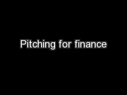 Pitching for finance