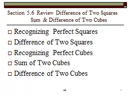 Section 5.6  Review Difference of Two Squares