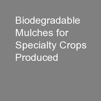 Biodegradable Mulches for Specialty Crops Produced