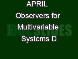 APRIL  Observers for Multivariable Systems D