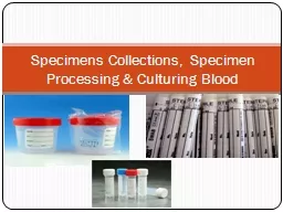 Specimens Collections, Specimen Processing & Culturing
