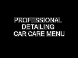 PROFESSIONAL DETAILING CAR CARE MENU
