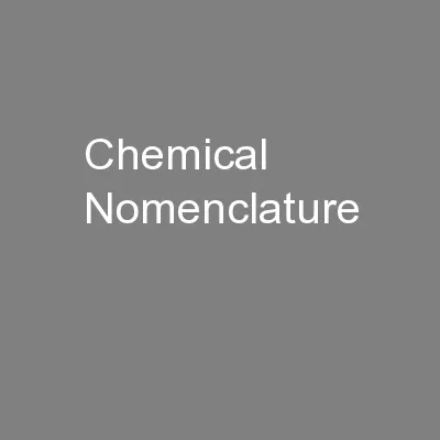 Chemical  Nomenclature