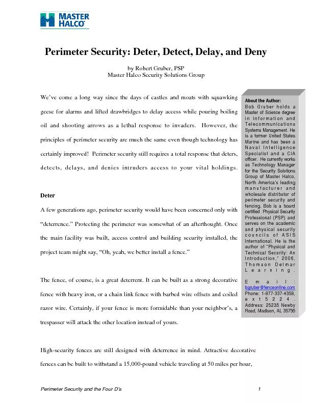 Perimeter Security and the Four D's