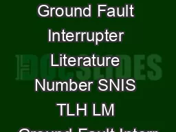 LM LM Ground Fault Interrupter Literature Number SNIS TLH LM Ground Fault Interr