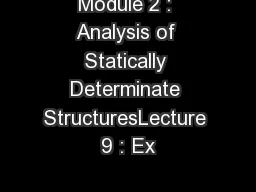 Module 2 : Analysis of Statically Determinate StructuresLecture 9 : Ex