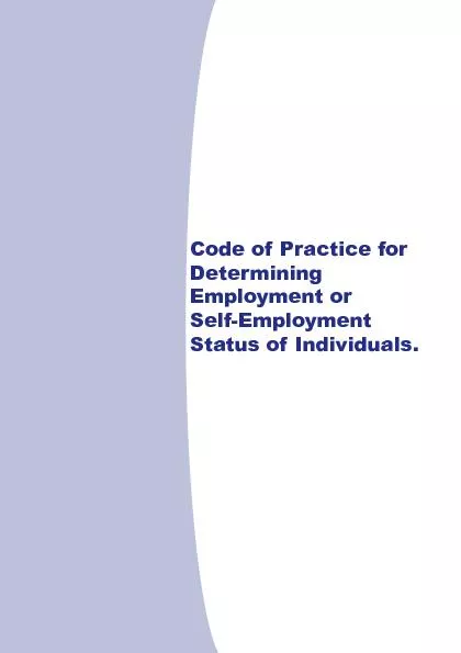 Code of Practice forDeterminingEmployment orSelf-EmploymentStatus of I