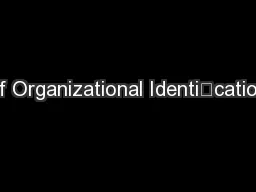 of Organizational Identication