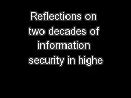 Reflections on two decades of information security in highe