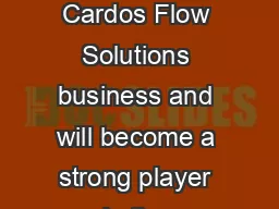 Sulzer to acquire Cardo Flow Solutions Page  Sulzer acquired Cardos Flow Solutions business