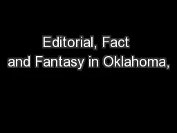 Editorial, Fact and Fantasy in Oklahoma,
