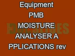 Adam Equipment PMB MOISTURE ANALYSER A PPLICATIONS rev