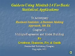 Guide to Using Minitab 14 For Basic Statistical Application