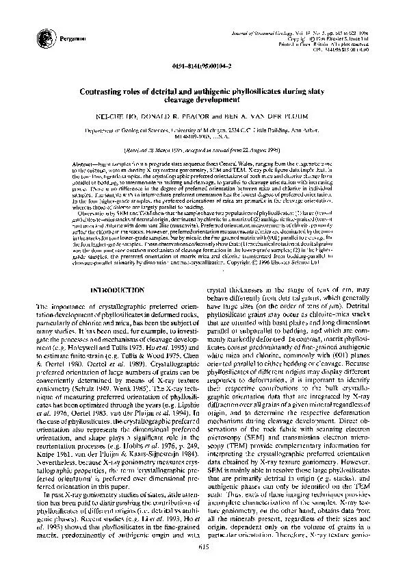 Pergamon Journalof Structural Geology, Vol. 18, No. 5. pp. 615 to 623,