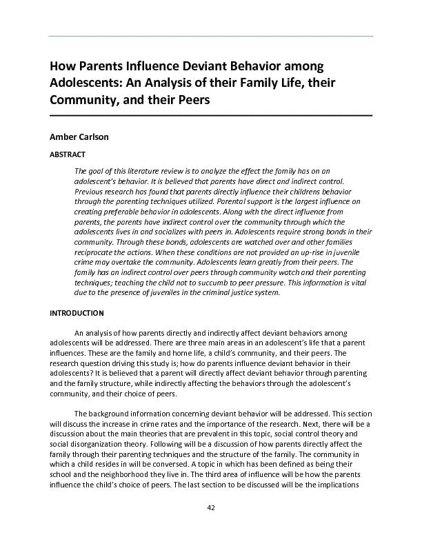 How Parents Influence Deviant Behavior among