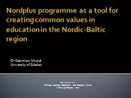 Nordplus programme as a tool for creating common