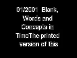 01/2001  Blank, Words and Concepts in TimeThe printed version of this