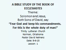 A BIBLE STUDY OF THE BOOK OF ECCLESIASTES