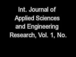 Int. Journal of Applied Sciences and Engineering Research, Vol. 1, No.