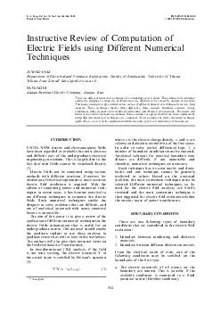 Instructive Review of Computation of Electric Fields using Different Numerical Techniques JAWAD FAIZ Department of Electrical and Computer Engineering Faculty of Engineering University of Tehran Tehr