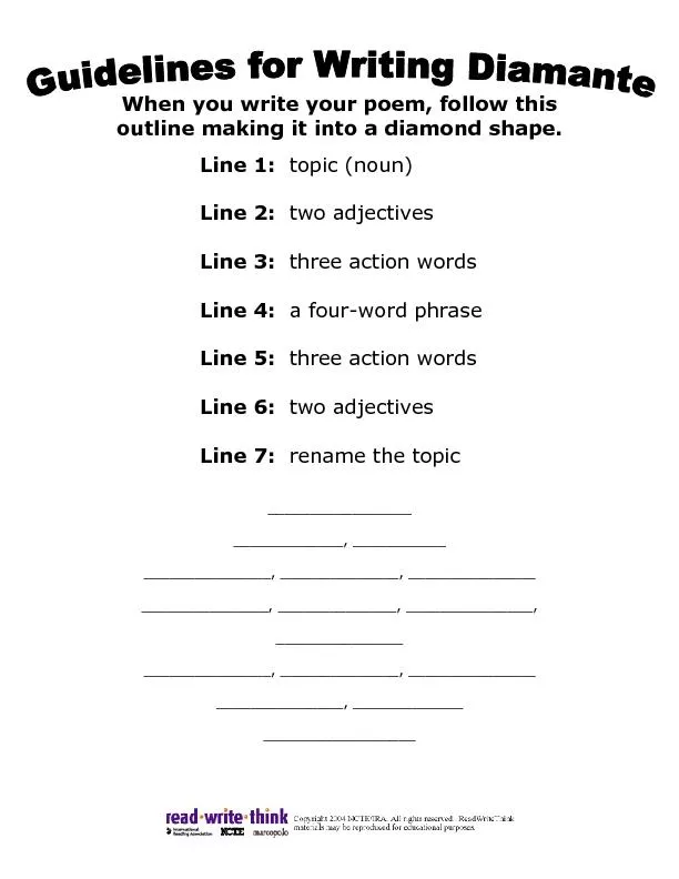 When you write your poem, follow this outline making it into a diamond