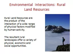 Environmental Interactions: Rural Land Resources