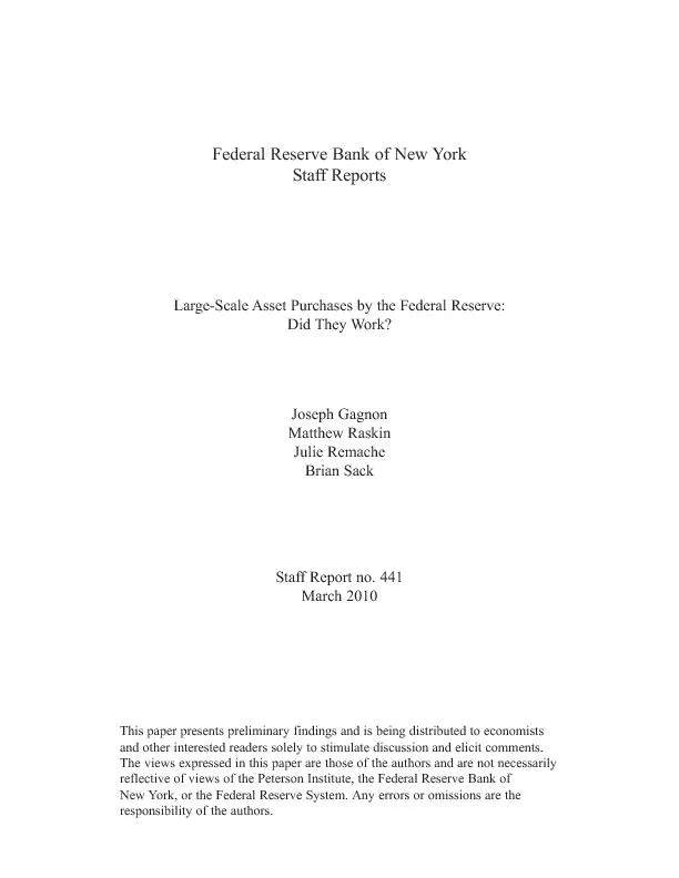 Federal Reserve Bank of New YorkStaff ReportsLarge-Scale Asset Purchas