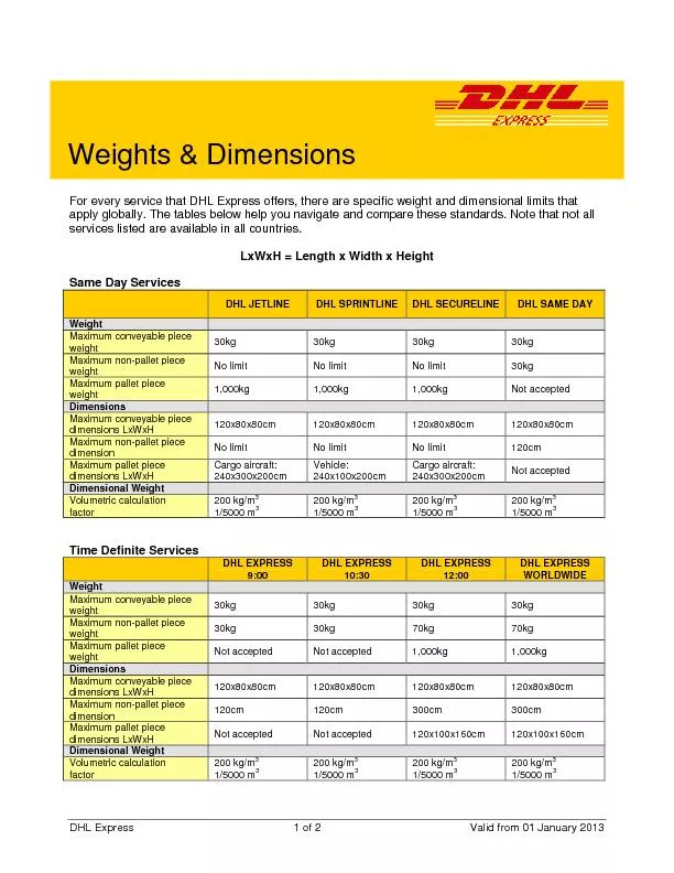 DHL Express  1 of 2 Valid from 01 January 2013