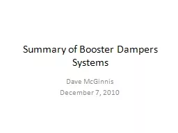 Summary of Booster Dampers Systems