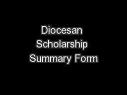 Diocesan Scholarship Summary Form