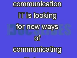 INFORMATION SOCIETY Manmachine new means of communication IT is looking for new ways of