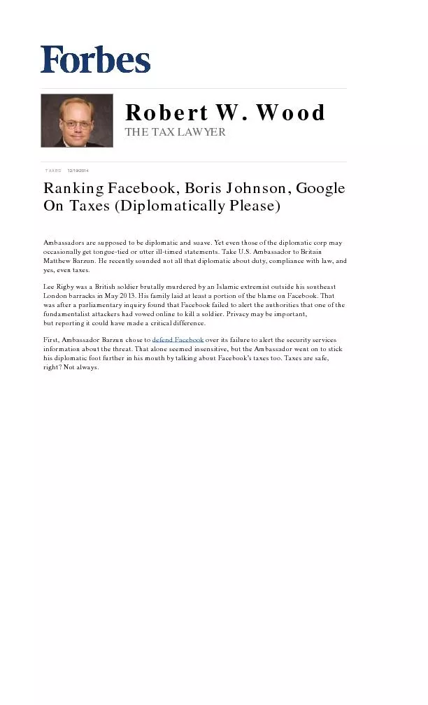 Ambassador Barzun said that Facebook and Google