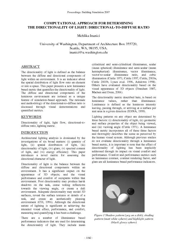 Proceedings: Building Simulation 2007 - 1182 - University of Washingto