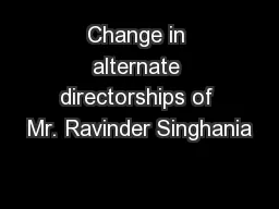 Change in alternate directorships of Mr. Ravinder Singhania