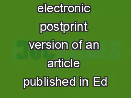 'This is an electronic postprint version of an article published in Ed