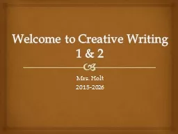 Welcome to Creative Writing 1 & 2