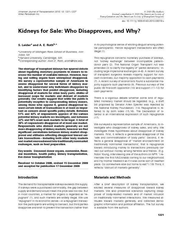 KidneysforSale:WhoDisapproves,andWhy?2.RapaportFT.Thecaseforalivingemo