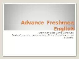 Advance Freshmen English